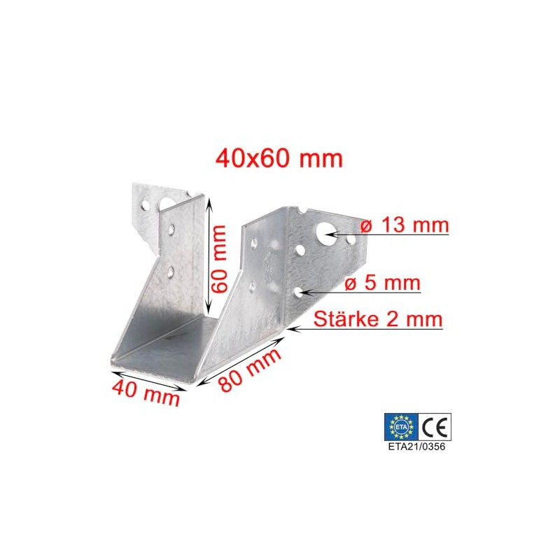 Joist Hanger 40 x 60 mm External Galvanised - Steel