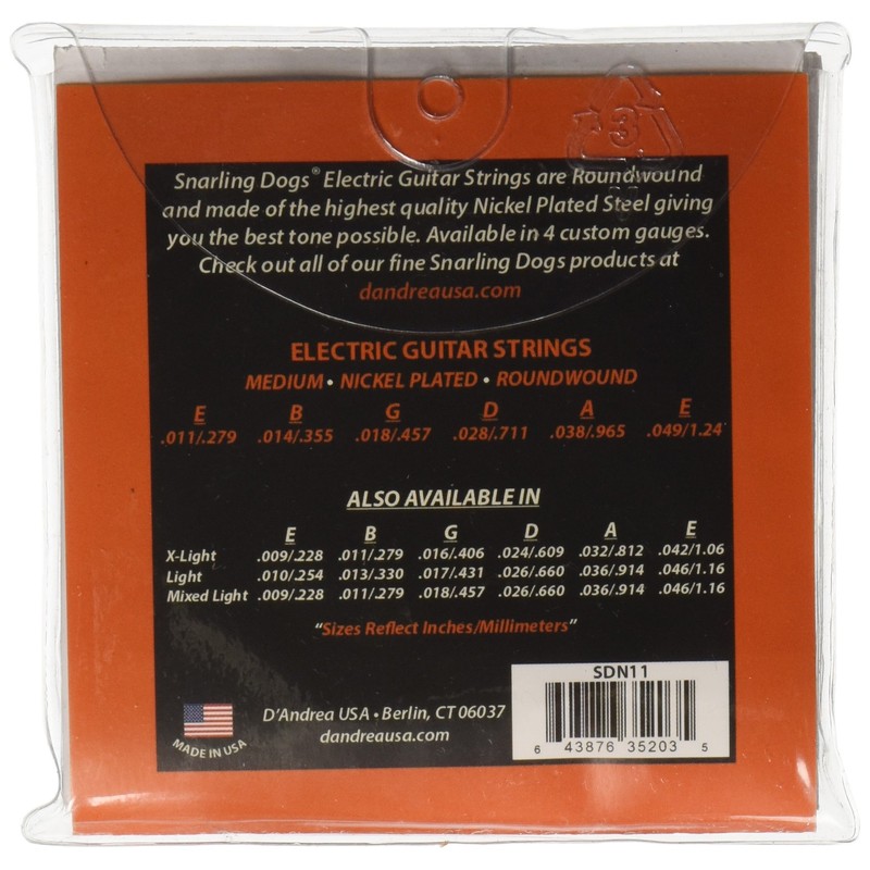 D'Andrea SDN11 Coated Nickel Electric Guitar Strings, Medium