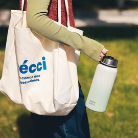 BOTTLE BOTTLE 1 Liter Water Bottle, For Children, Direct Drinking, Hot & Cold Insulated, Vacuum Insulated Bottle, Stainless Steel Water Bottle, Carrying Bottle (Gray & Green)