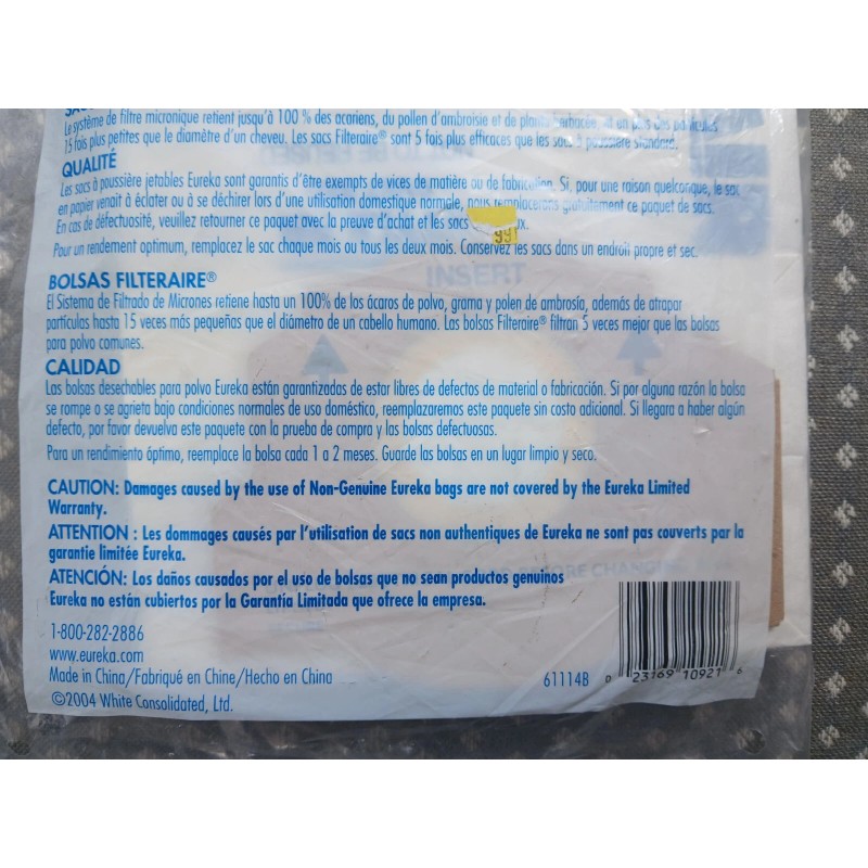 For Eureka New Eureka Premium RR Vacuum Bag 3 Pack