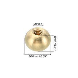 PATIKIL M4x0.7 Thread Cap Nuts Knob, 20 Pack Brass Ball Lamp Decoration Screw Caps Nut Cover Nut for Furniture Lighting or DIY Project 10mm