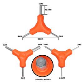 Bicycle Hex Wrench Tool, 3-Way Y Allen Bike Torque Spanner Internal Hex Cycling Repair Tool (Size 2.5, 3, 4, 5, 6, 8 MM)