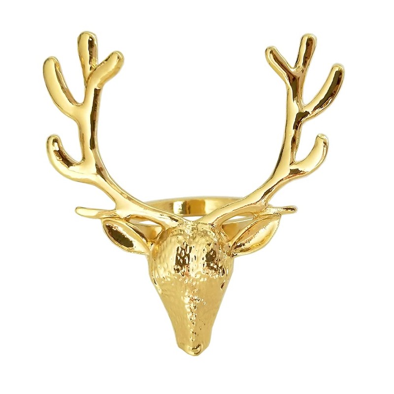 CENPEK 6pcs Gold Deer Napkin Rings Holders for Wedding Home