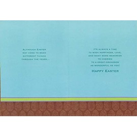 Designer Greetings with Special Memories : Dotted Border Gold Foil Eggs on Brown Great-Grandson Easter Card