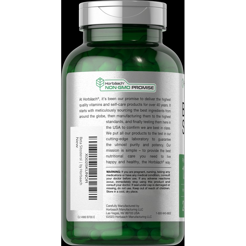 Horbäach Beta Sitosterol | 1200mg | 240 Capsules | Plant