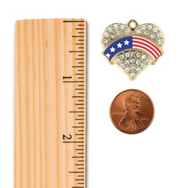 Inspired Silver - American Flag - Gold Necklace for Women - Pave Heart Pendant Chain Necklace Jewelry Gift with Cubic Zirconia - Women's Necklace Charm with Lobster Claw Clasp