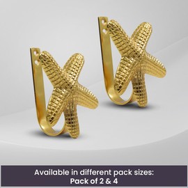 The Metal Magician Metal Nautical Starfish Curtain Holdback & Curtain Holder for Home, Bedroom & Office (Starfish Gold, Set of 2)