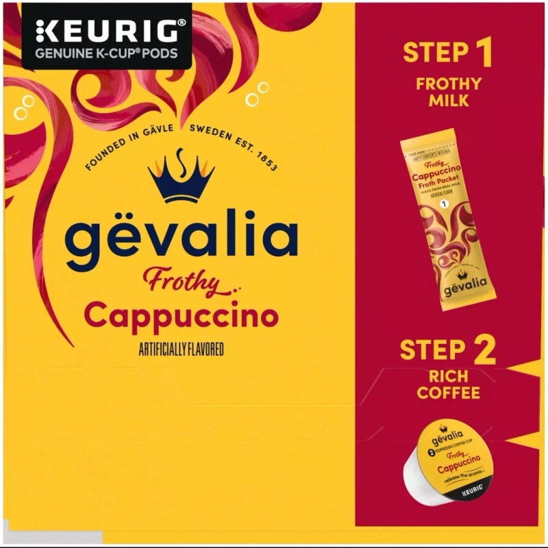 Gevalia Cappuccino K Cup Espresso Coffee Pods & Cappuccino Froth