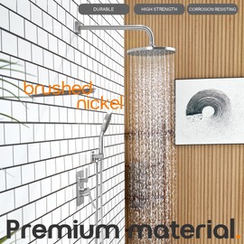 AONEON Shower Faucet Mixer Set Includes 10-Inch Rained Shower Head, 3-Setting Handheld Spray and Pressure Balance Valve Wall Mounted Brushed Nickel SF001BR-D10