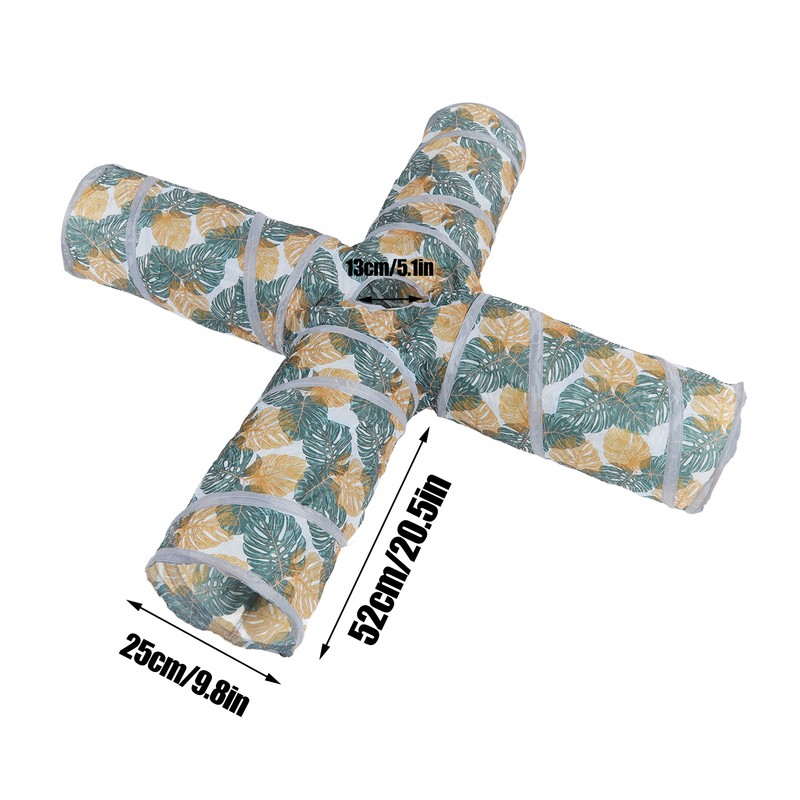 Cat Tunnels Collapsible Printed 4 Way Cat Tube with Storage