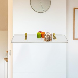Clear Acrylic Shelves for Wall Storage, 6" W X 18" L, 3/4" Thick Wall Mounted Floating Shelves for Bedroom, Living Room, Bathroom, Kitchen -‎Easy Installation with Screws and Brass Finish Brackets
