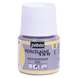 Pebeo Porcelaine 150 Ceramic Paint - Water-Based High-Gloss Color Paints for Porcelain, Premium Art Supplies, Non-toxic & Heat-Safe, 45 ml Bottle, Grey