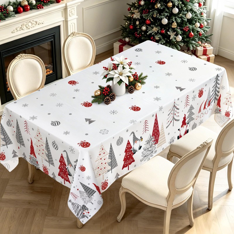 hometrixx Christmas Snowflake Gnome Rectangle Table Cloth Cover 140x220cm