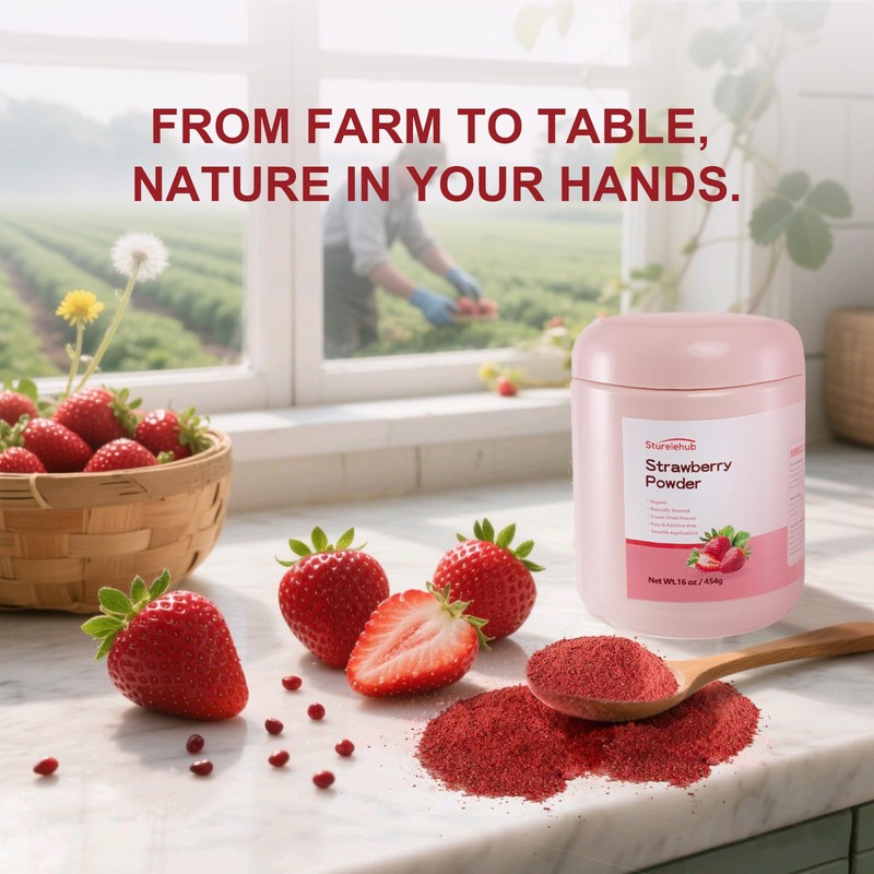 Strawberry Powder, Organic Strawberry Powder, 16oz / 454g, Natural Freeze-Dried,