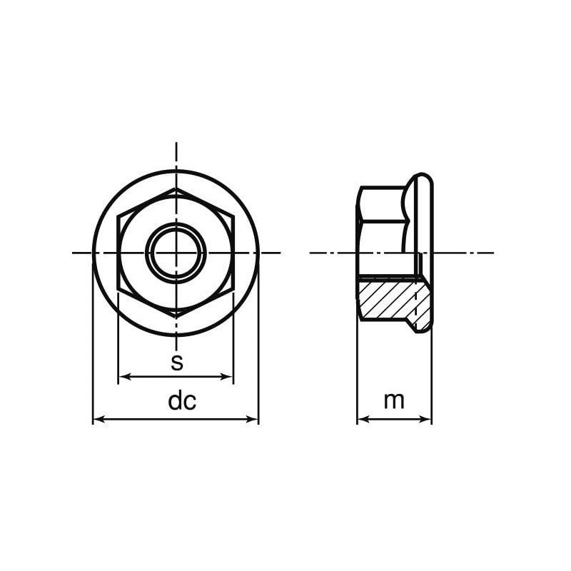 Iron/Uniqlo Flange Nuts (Fine) M10 <Pitch=1.25mm> (10 Pieces)