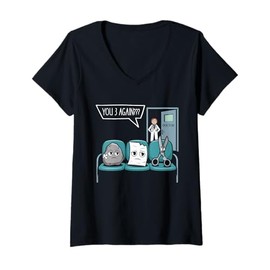 Womens Rock Paper Scissors Cute Kawaii Characters Fun Doctor Nurse V-Neck T-Shirt