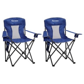 VOYSIGN Mesh Folding Camping Chairs for Adults, Oversized Portable Outdoor Chairs, Weight Capacity 325 lbs with Cup Holder, Storage Pocket, Carry Bag