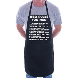 Print4U Barbeque Rules For Men BBQ Cooking Funny Novelty Apron Black
