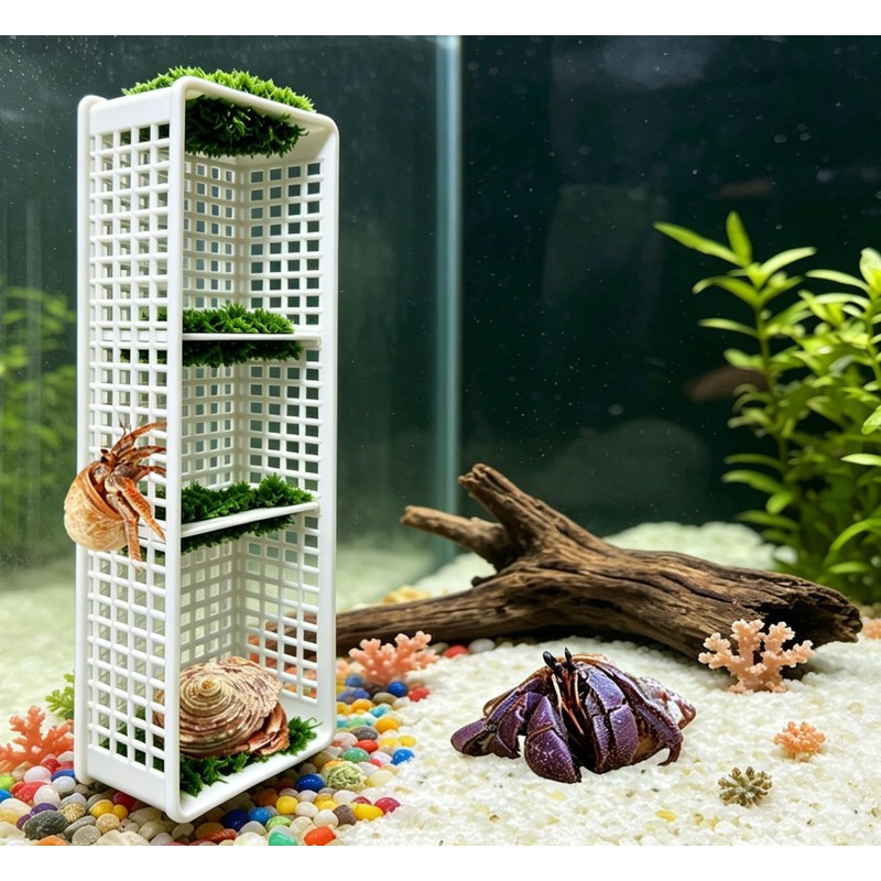 Hermit Crab Layered Rest Platform Hand-Woven Coral Fleece Reptile Habitat