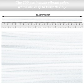 EQUIJUANCE 200pcs Pipe Cleaners - Fluffy & Safe Chenille Stems for DIY Crafts, Colorful Thick Fuzzy Wires Bulk, Art Supplies for Kids Adults, DIY Decorations (White)