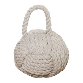 Creative Co-Op Nautical Rope Knot Cotton Door Stop, Ivory