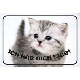 Ontrada Holzschild 20x30cm Katze ich hab Dich lieb Geschenk Holz Schild