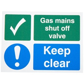 Seco Gas Mains Shut Off Valve Sign, 100mm x 75mm - 1mm Semi Rigid Plastic