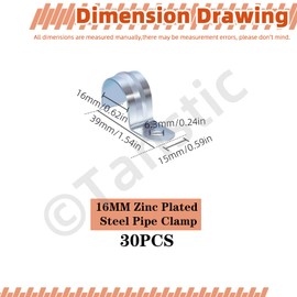 Tanstic 30Pcs 3/8 Inch EMT Pipe Strap Zinc Plated Steel One Hole Strap Conduit Clamp Rigid Pipe Strap for Pipe Fixing