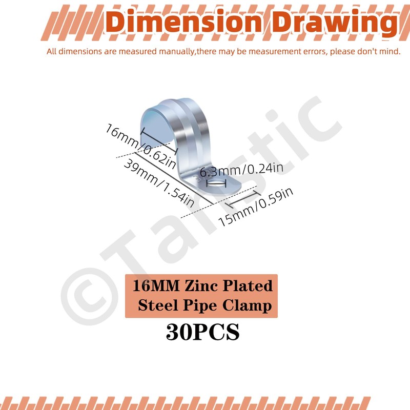 Tanstic 30Pcs 3/8 Inch EMT Pipe Strap Zinc Plated Steel