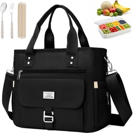 Nasjac Bolsa De Almuerzo Para Mujer Y Hombre, Lonchera TéRmica Con Cubiertos Reutilizables, Bolsa Loncheras Gran Capacidad A Prueba De Fugas, Mantiene Caliente O FríA, Para Trabajo Escolar Picnic
