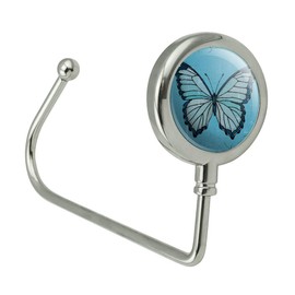 GRAPHICS & MORE Butterfly Artsy Blue Purse Bag Hanger Holder Hook