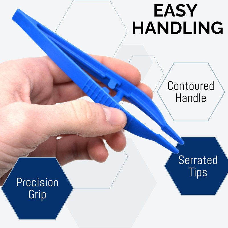 Eisco Labs - 5" Disposable Forceps - Precision Grip, Plastic