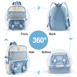 School Bag, School Backpack Girls Teenage, Lightweight School Bag, Waterproof School Backpack, Kawaii Backpack, School Bag with Laptop Compartment, for College School, Girls, Boys, Casual Backpack, c