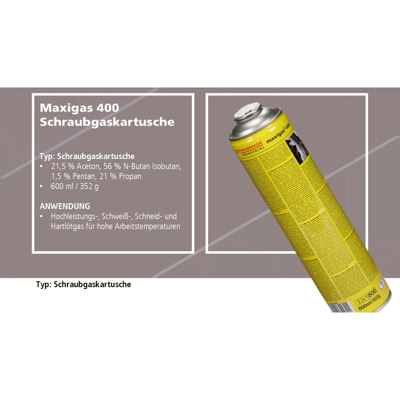 Rothenberger Roxy 120L Maxigas Cylinder 400ml - 3.5570