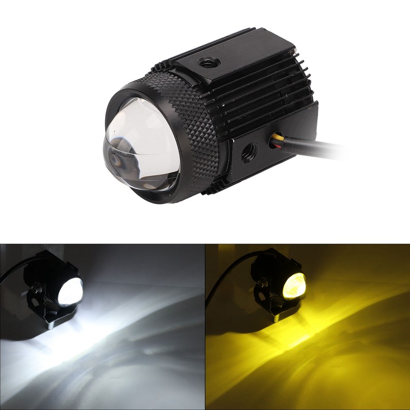 Pair Motorcycle LED Spotlight High Low Beam Yellow White Light