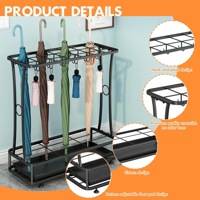 Metal Umbrella Holder Stand with Removable Drip Tray, Industrial Free