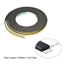 uxcell Sealing Foam Tape 8mm Wide 2mm Thick 5m/16.4ft Long, Self Adhesive Weather Strip for Window Door Insulation