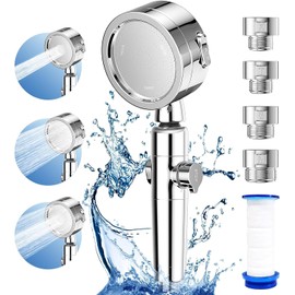 WHS-20 Shower Head, 80% Pressure Reducing Water Purification, Chlorine Removal, Ultra Fine Water Flow, High Water Pressure, Angle Adjustment, 3 Step Modes, Water Stop Button, Leak Proof Tape, Easy