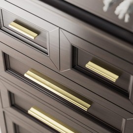 Cobbe 10 Pack i-Shaped Champagne Bronze Cabinet Pulls 7-9/16 inch(192 mm) Hole Centers Kitchen Cabinet Handles Drawer Pulls Kitchen Cabinet Hardware