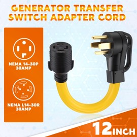 Tellegloww 4 Prong 30 Amp Dryer Adapter Cord Compatible with NEMA 14-30P to L14-30R, 4 Prong Dryer Outlet to Generator Locking Plug Adapter Generator EV Charger Cord, STW 10 AWG, 1ft