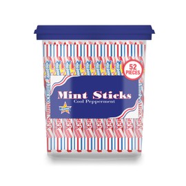 Atkinson Jumbo Red & White Mint Candy Sticks - 52 Count Jar