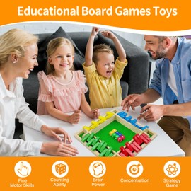 Ousinby Shut the Box Game 4 Player, Wooden Board Games Table Game Classic Shut The Box Educational Dice Game for Family Kids (Colorful)