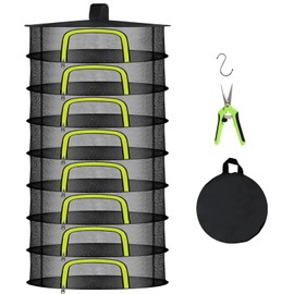 8 Layer Herb Drying Rack, Hanging Mesh Net, Foldable Plant Drying Rack With U-Shaped Zipper, Garden Trimming Shears and Hooks, For Drying Herbs Plants, Fruits, Seafood, Clothing(8 Layers-23.62'')