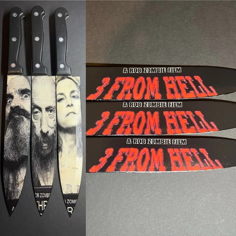 3 From Hell 3 Knife Set With Sublimated Stands