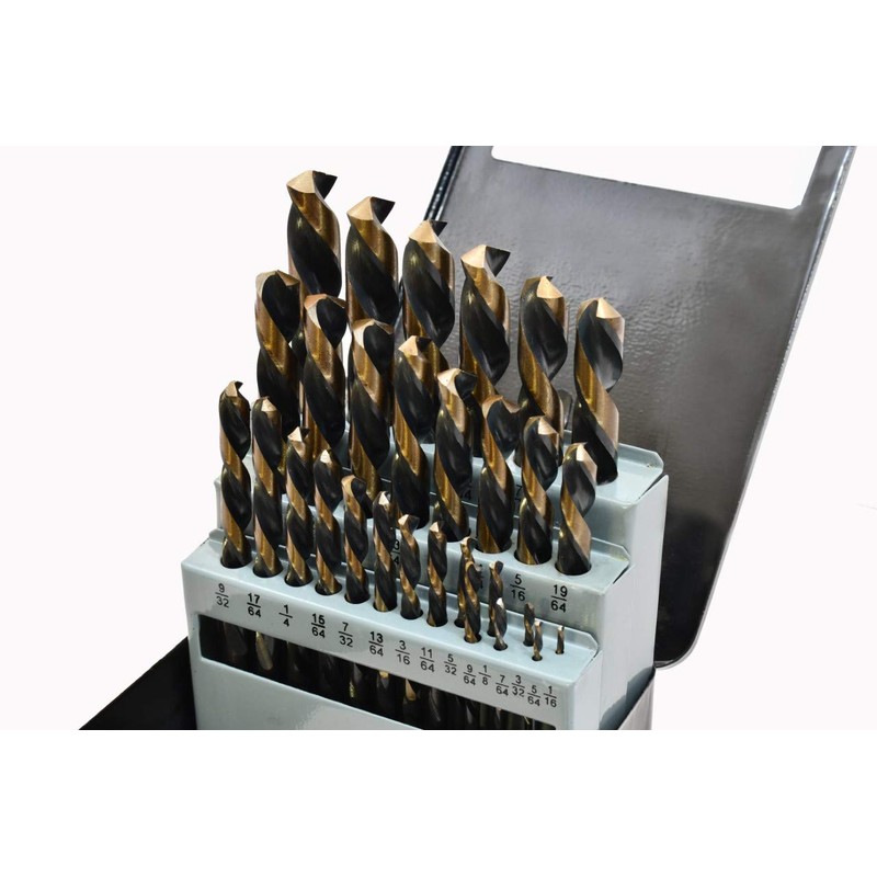 29PC Left Hand Industrial Black & Gold Drill Bit Set