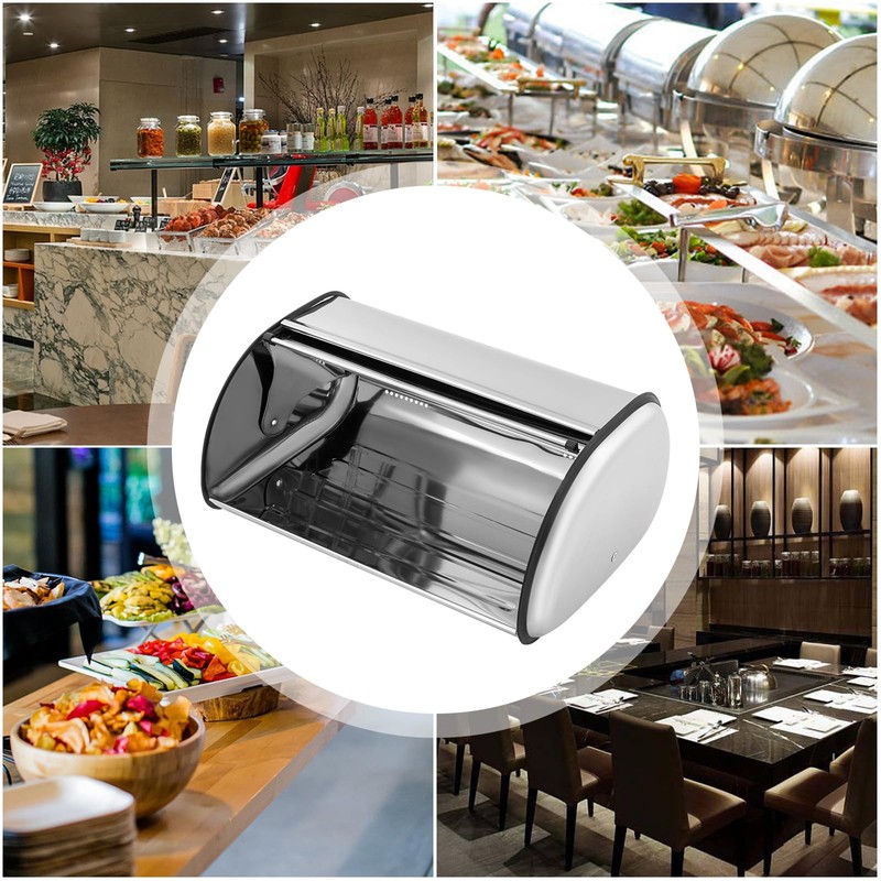 DYRABREST Stainless Steel Steel Bread Box Roll Top Bread Box