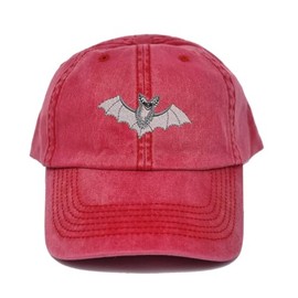 PD Gift for Animal lover, Bat embroidered dad hat, Animal embroidered baseball cap, camping cap hat, custom cotton hat, custom embroidery cap (RED)