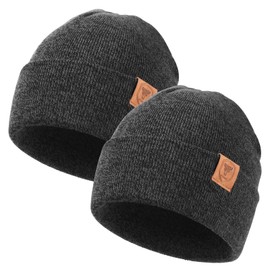 OZERO Winter Beanies for Men Women: 2-Pack Classic Cuffed Thermal Hats, Soft Warm Caps, Fashion Skull Cap for Cold Weather Gray
