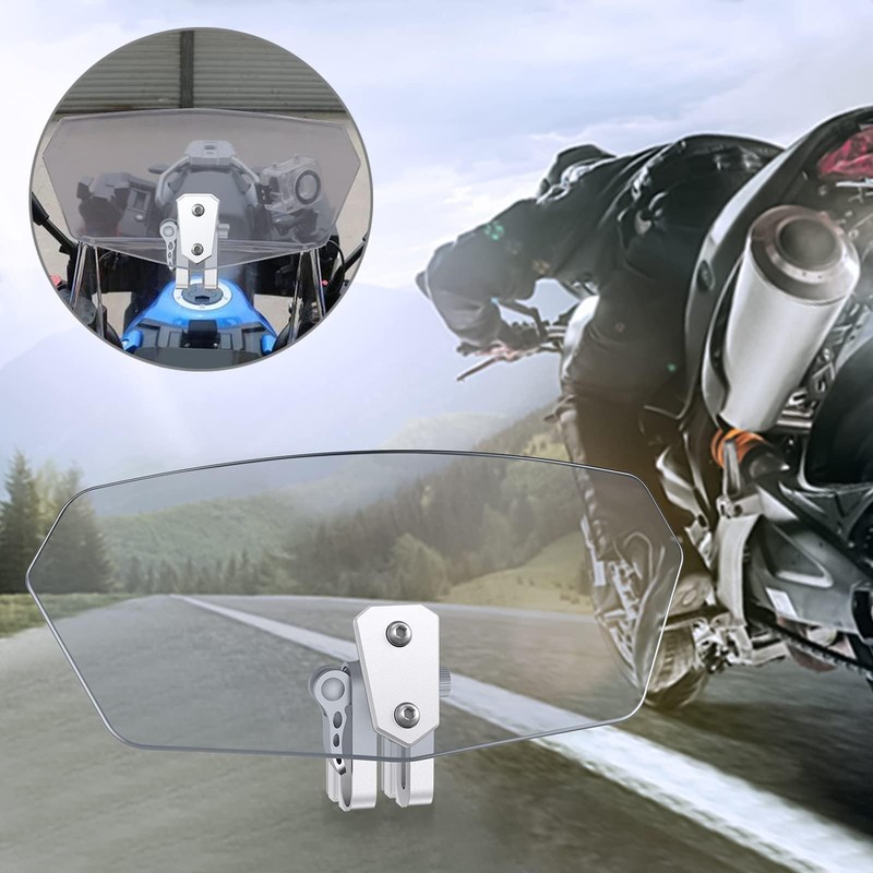 Justech Universal Motorcycle Windshield, Motorbike Windscreen Adjustable Clip On Windshield