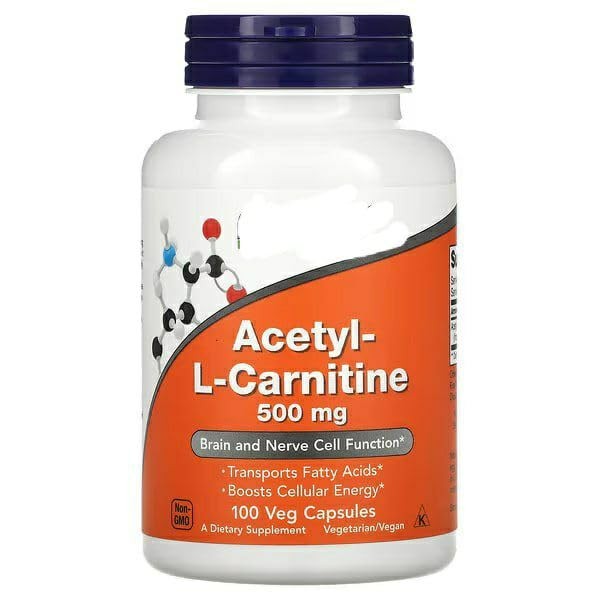 Acetll-L-Carniitine 500 mg, Non-GMO, 100 Vegan Capsules